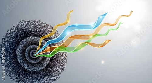 Abstract Gray Swirl with Colorful Wavy Lines Vector