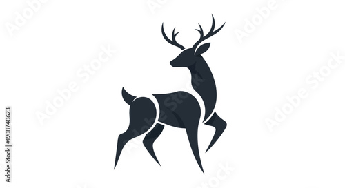 Stylized silhouette of deer on white background