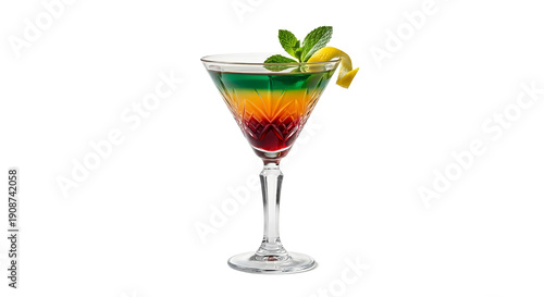 Layered Luxury Mocktail with Crystal Martini Glass