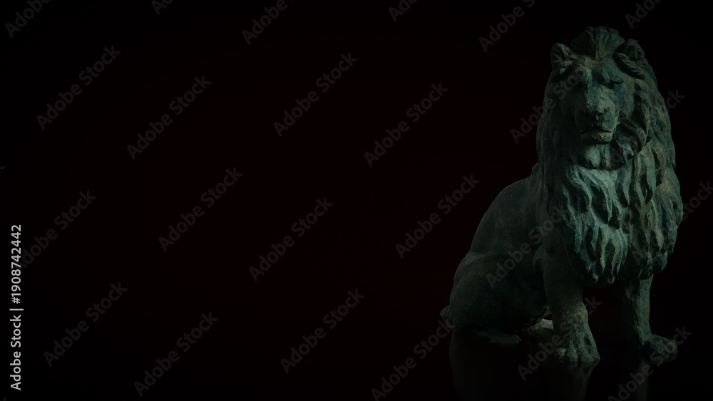 Fototapeta premium Emerald Lion Symbol Of Strength And Timeless Authority 3d render.