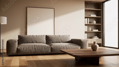Cozy modern living room interior for daytime video footage.