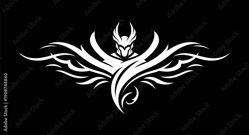Obraz premium Abstract warrior icon on black background