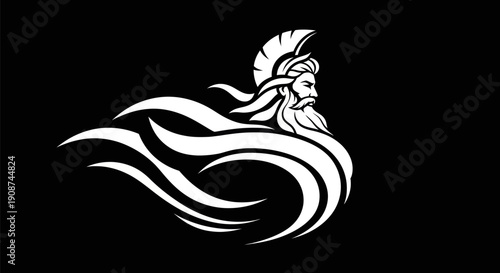 Abstract warrior head silhouette on black