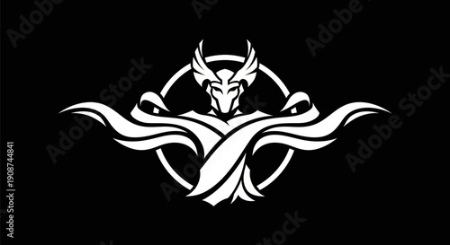 Abstract warrior icon in black and white