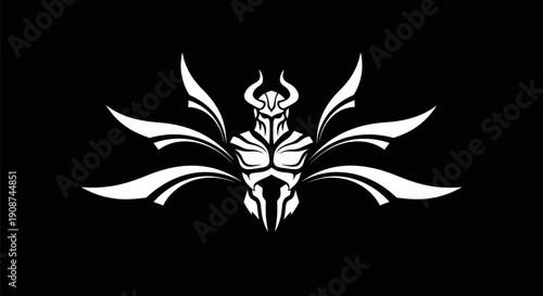 Abstract warrior icon on black background