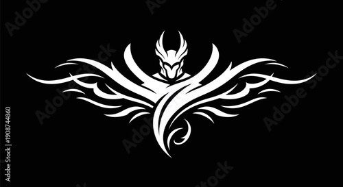 Abstract warrior icon on black background