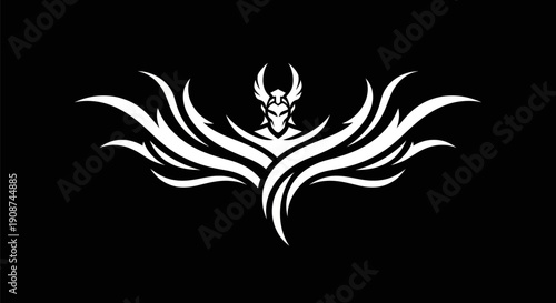 Abstract warrior icon on black background