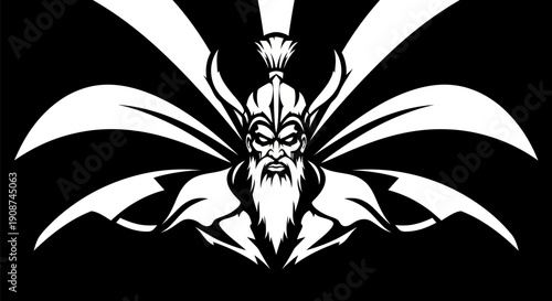 Abstract warrior illustration in black and white