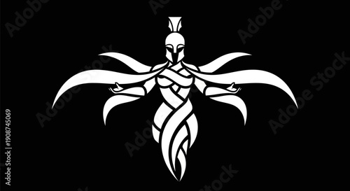 Abstract warrior illustration on black