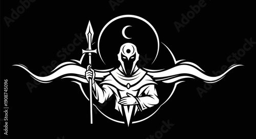 Abstract warrior illustration on black background