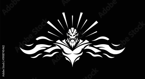 Abstract warrior silhouette on black