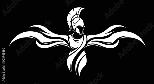 Abstract warrior silhouette on black