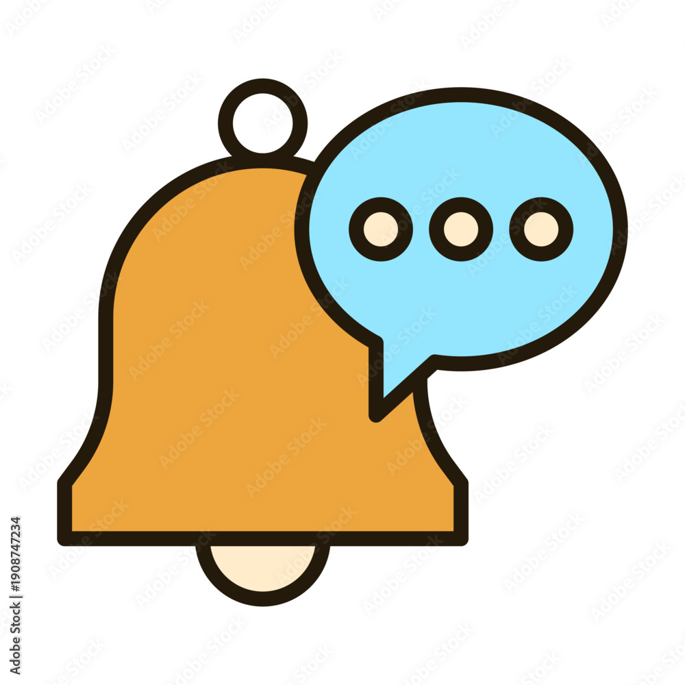 Obraz premium Notification Bell Chat Bubble Symbol for Messaging Alerts Conversations Interface Design