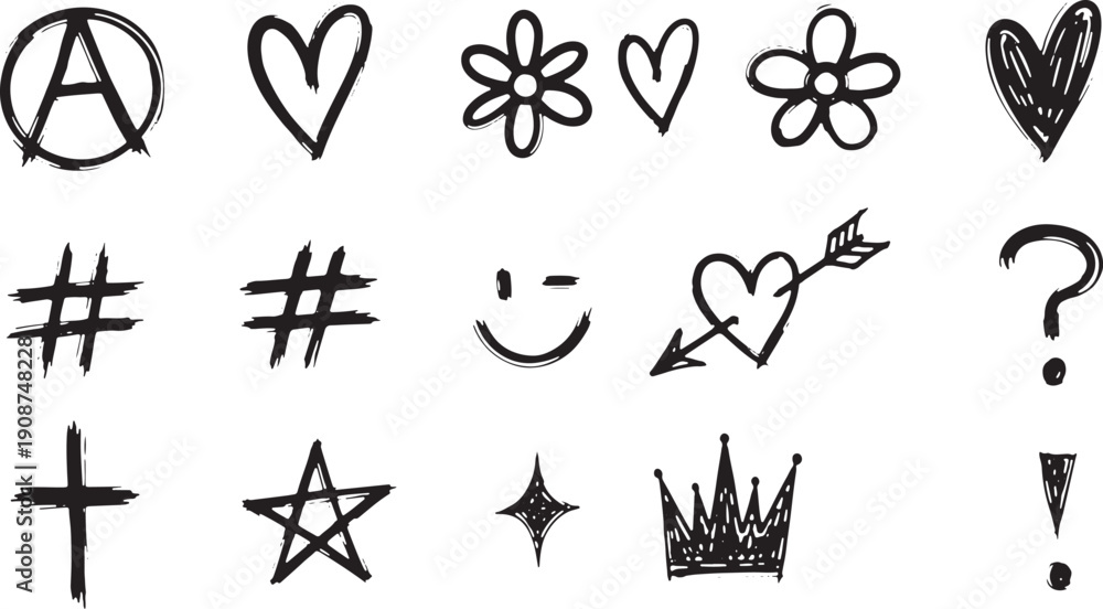 Fototapeta premium Hand drawn doodle symbols and icons set