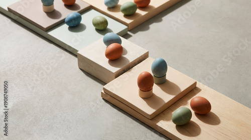 Modern Easter Flat Lay - Geometric Composition with Clean Diagonal Lines