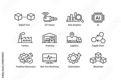 Digital twin and ai integration in supply chain and logistics illustration