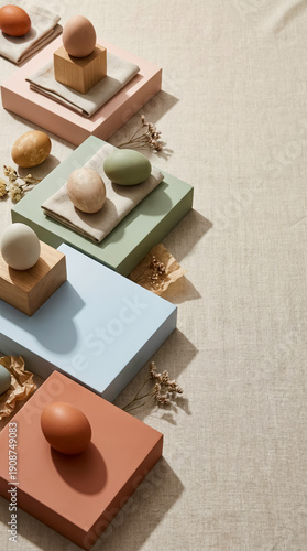 Modern Easter Flat Lay - Geometric Composition with Clean Diagonal Lines