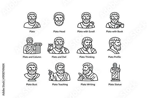 Illustrations of plato's various depictions and iconography