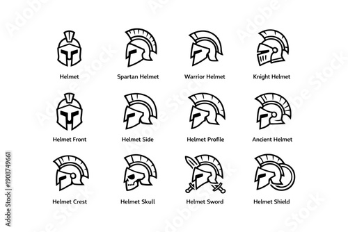 Ancient spartan helmets and symbols collection