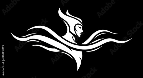 Abstract warrior silhouette on black