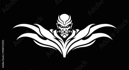 Abstract warrior silhouette on black