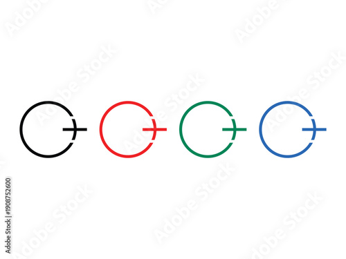 set of plus line symbol, vector illustration, isolated on transparent background