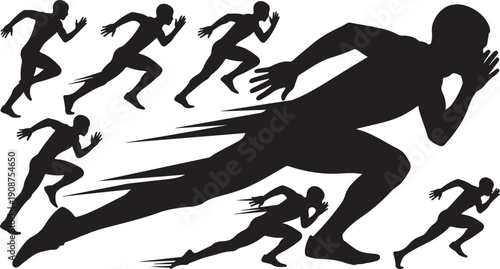 Silhouette of a runner leading a group of people