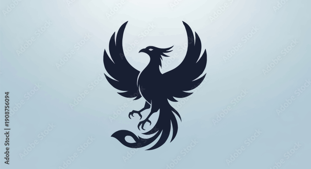 Fototapeta premium Stylized phoenix silhouette on gradient background