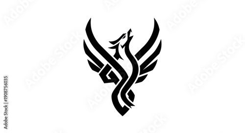 Stylized phoenix illustration on white background