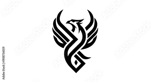 Stylized phoenix illustration on white background
