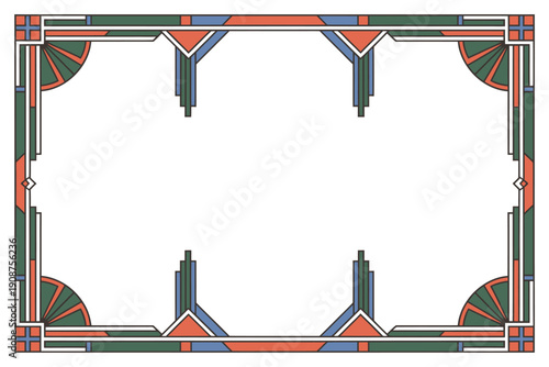 Art Deco Corner Design with Geometric Patterns and Bold Colors