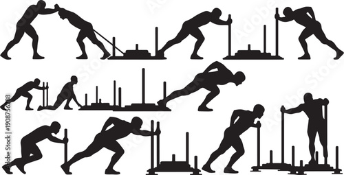 Black Silhouettes of Athletes in Various Sports Actions