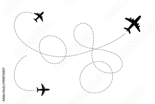 Two Black Airplanes Flying in Opposite Directions