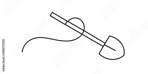 Continuous line drawing of shovel. Shovel linear icon. One line drawing background. Vector illustration. Shovel continuous line icon