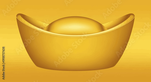 Shiny gold sycee ingot representing wealth and prosperity.