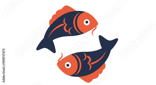 Two stylized fish in a circular arrangement symbolizing the Pisces zodiac sign.