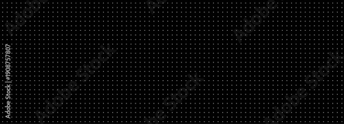 Dot grid blueprint on black background. Even white circles form clean matrix for bullet journals, planner pages, interface mockups technical diagrams. Minimal neutral notes maps infographic layouts