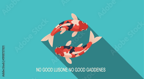 Two Koi Fish Swimming in a Circular Yin Yang Pattern.