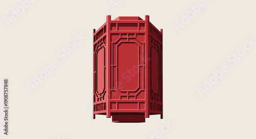 Traditional Red Chinese Lantern with Intricate Design.