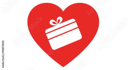 Red Heart with White Gift Box Inside.