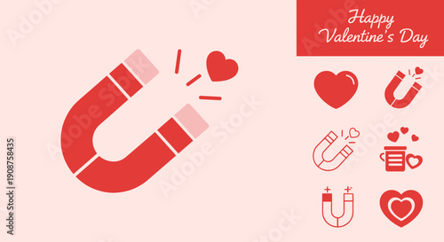 Red Horseshoe Magnet with Heart Attraction.