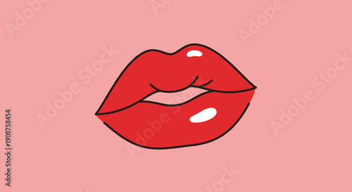 Red Lips Illustration with Glossy Finish.