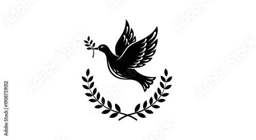 Dove emblem with olive branch and laurel
