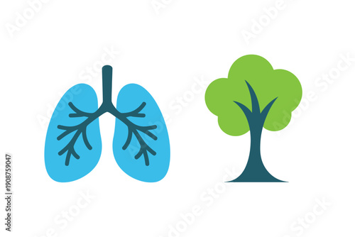 Simple Blue Lungs Diagram with Bronchi Branches