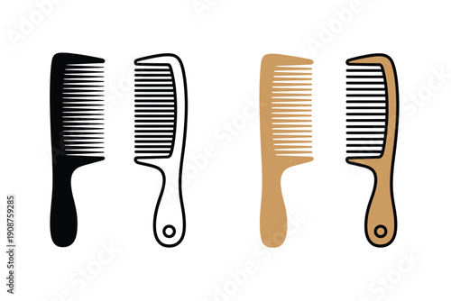 Black and White Line Art Hair Combs Side by Side