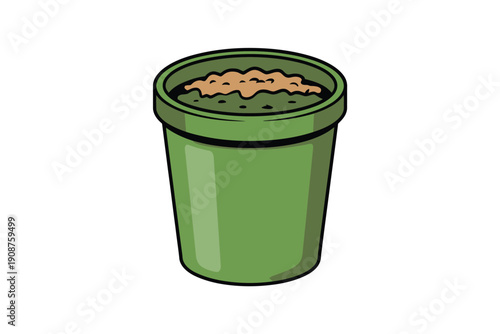 Green Plastic Container with Brown Substance Inside
