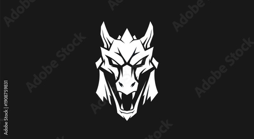 Dragon head emblem on black background
