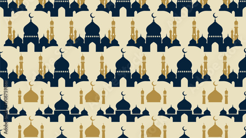 Islamic Mosque Pattern Seamless Background for Ramadan & Eid Decor, Islamic Art Design