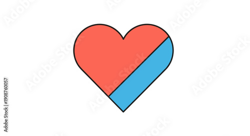 Simple Cartoon Heart Shape with Colors.