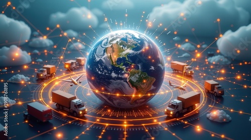 Enhancing supply chain resilience through global transport networks digital visualization logistics hub optimized environment